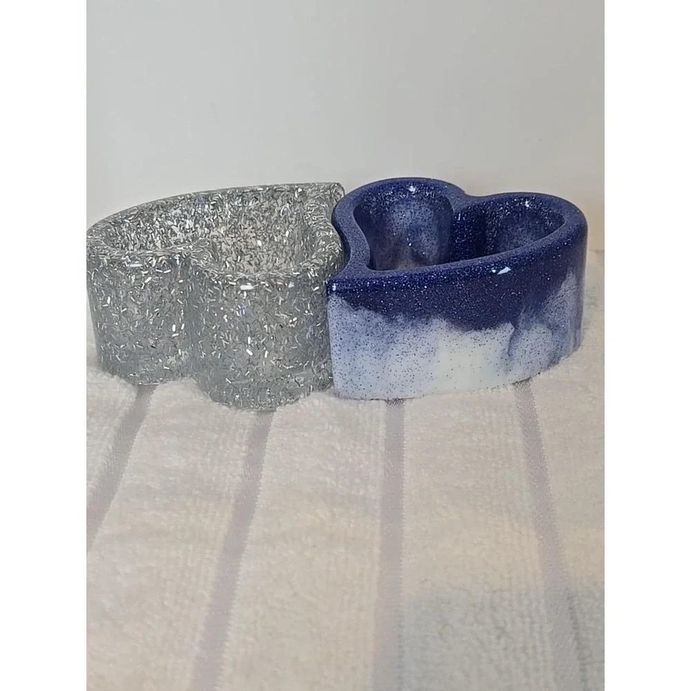 Handmade‎ Resin Blue And Silver Trinket Bixes. 756
